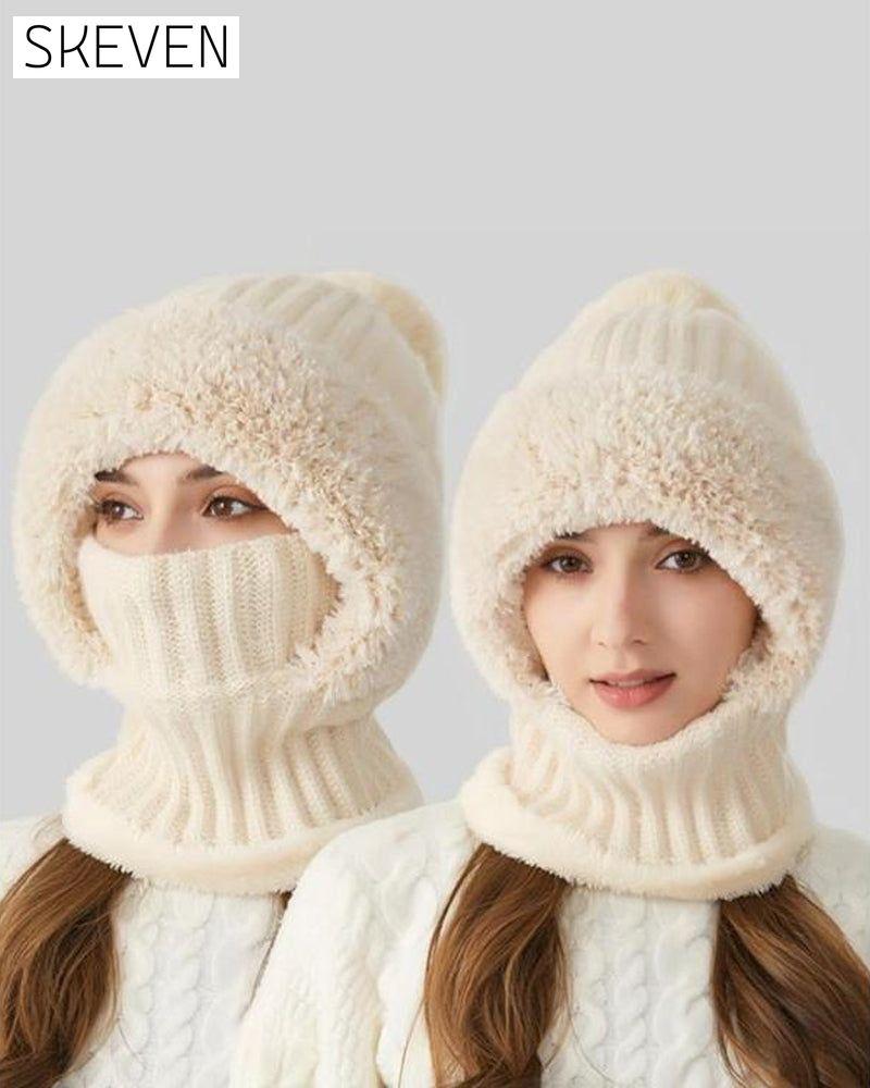 Women's Solid Color Pom Pom Decor Beanie Hat