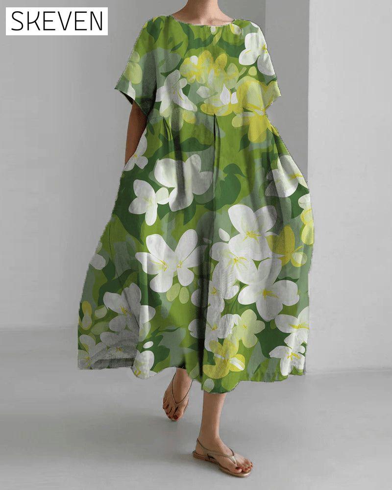 robe imprimée ample à manches courtes