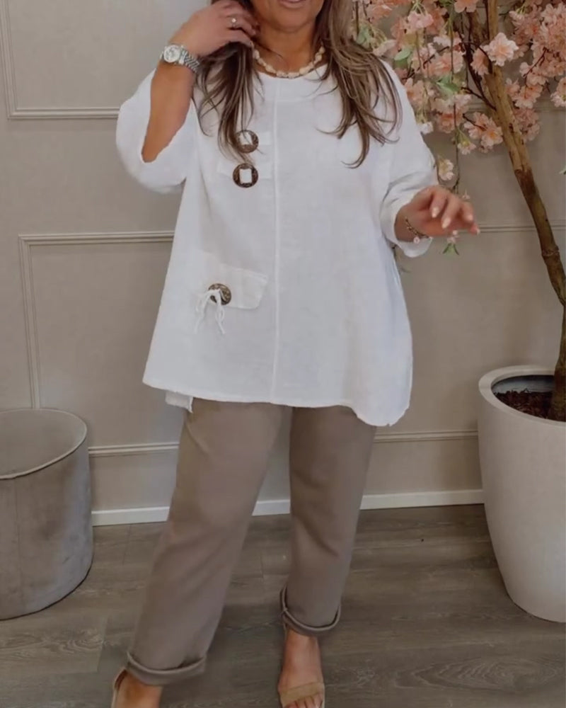 An Oversized-Button Relaxed Blouse