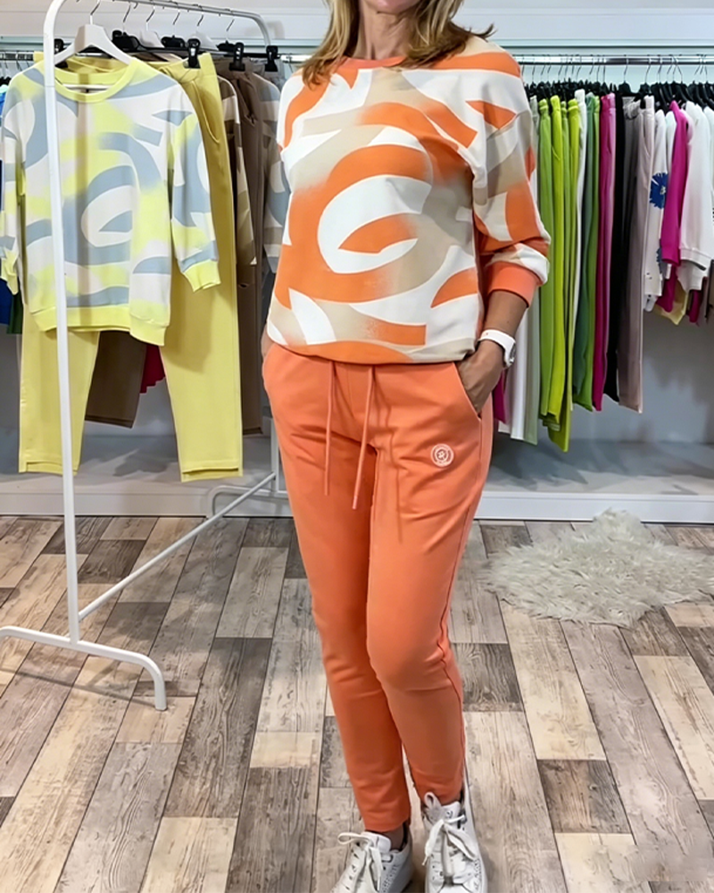 Geometric Pattern Sports Casual Set