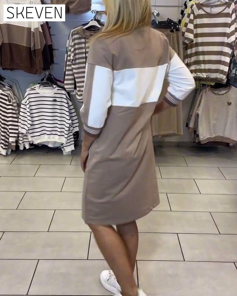 Contrast Color Panel Dress