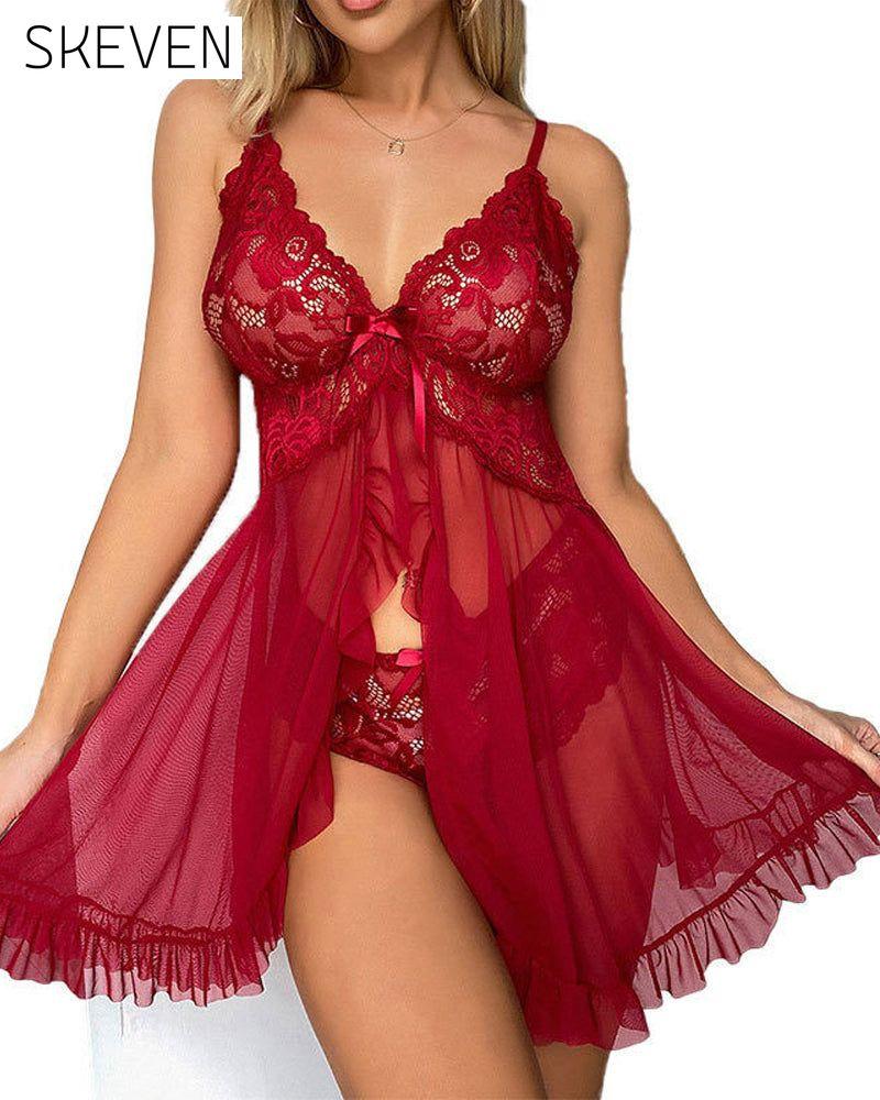 See-Through Mesh Sexy Nightdress Set