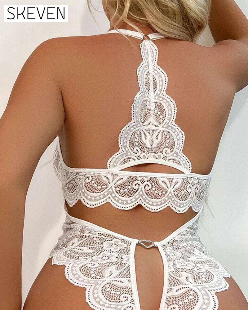Open Crotch Lace Sexy Pajamas