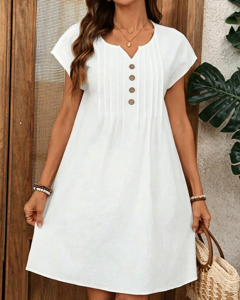 Small V-Neck Pleated Dress