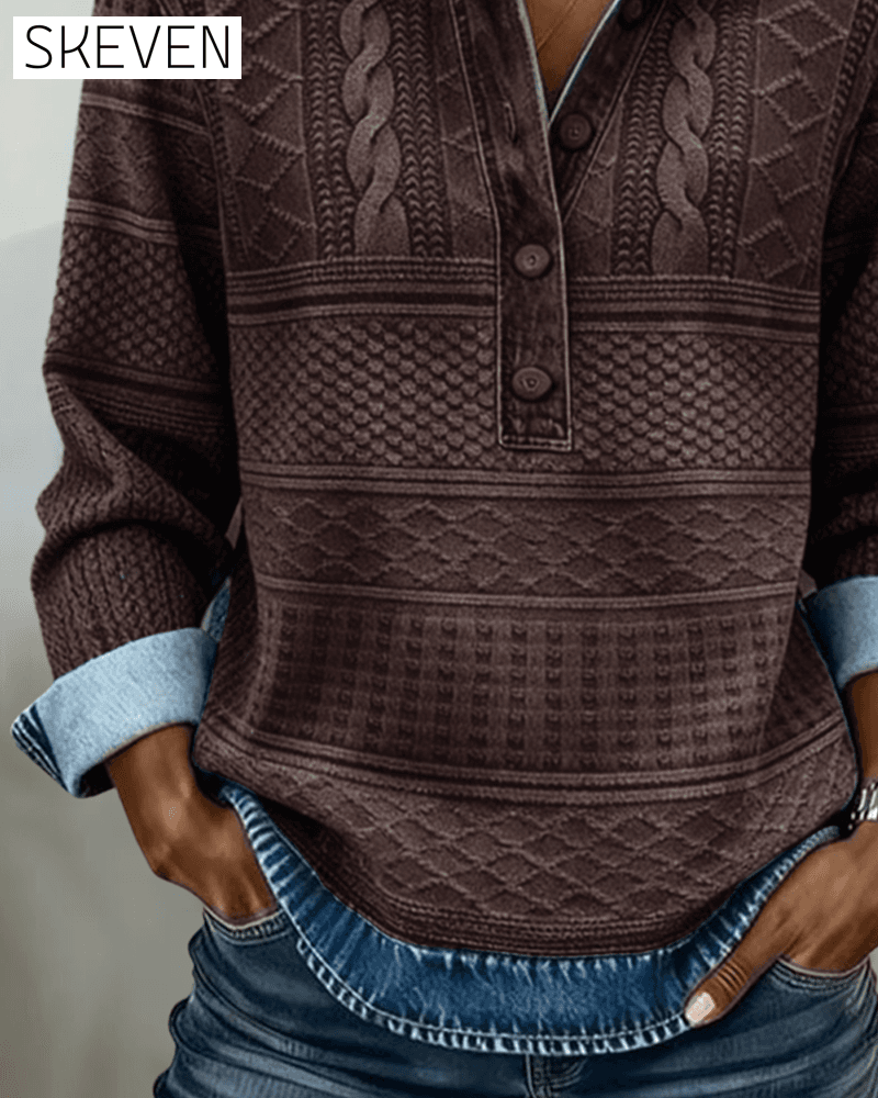 Fashionable Half Button Lapel Sweatshirt