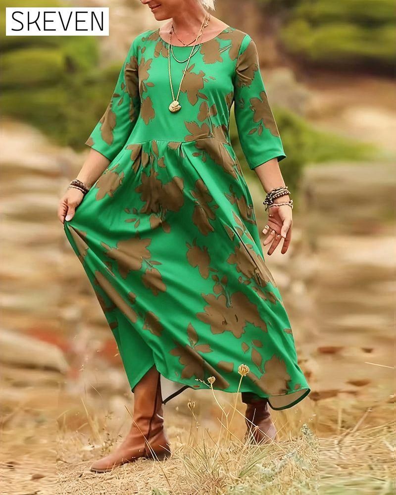 Temperament Retro Printed Dress