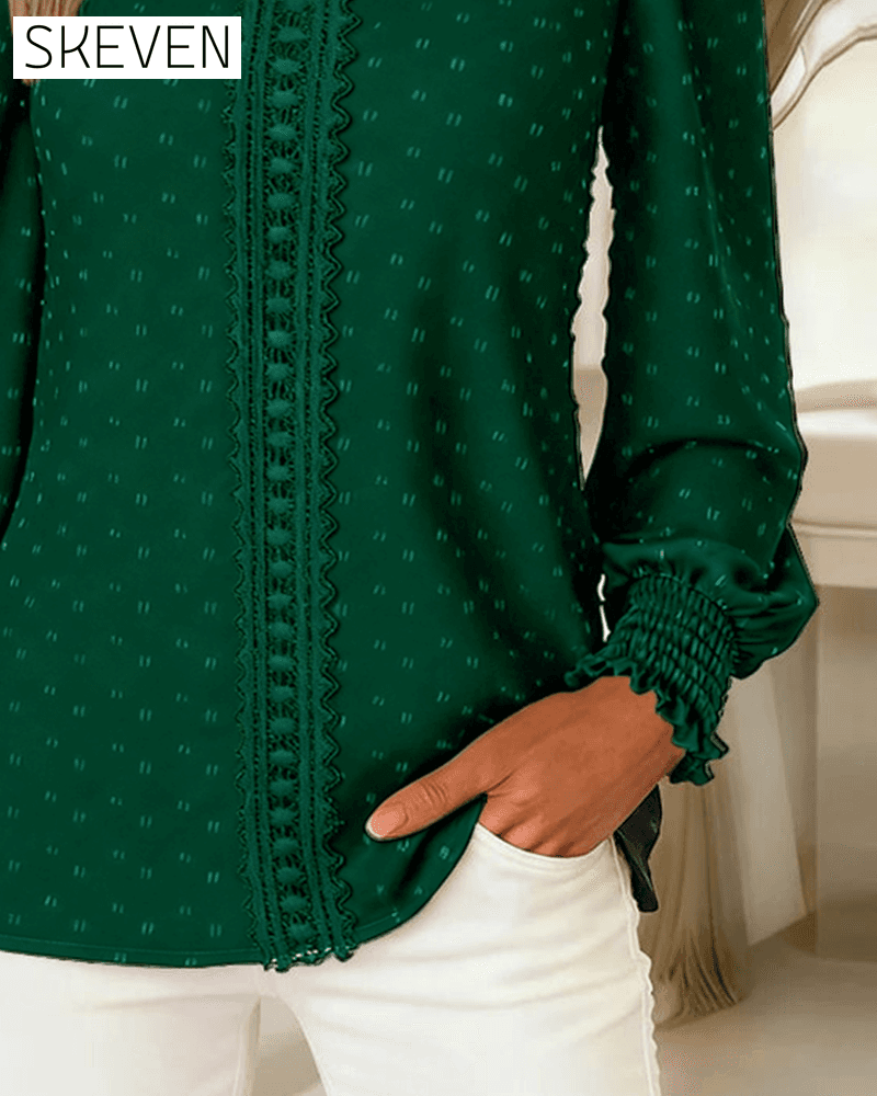 Round Neck Puff Sleeve Blouses