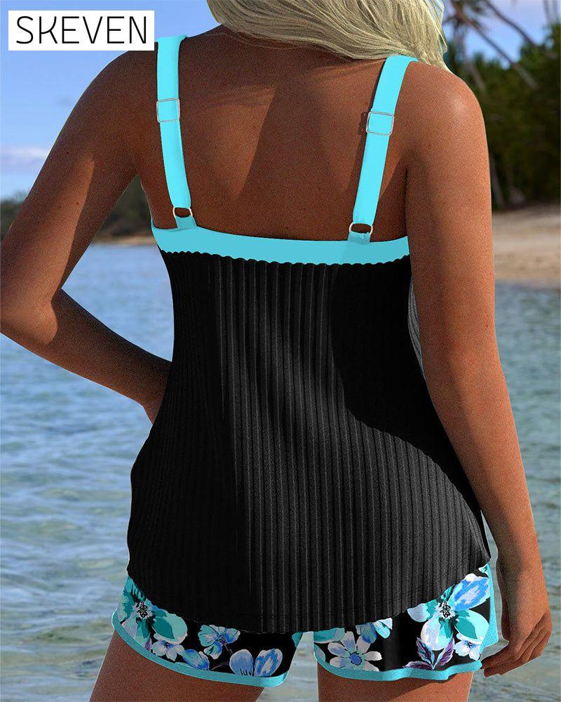 Sport-Boxershorts mit V-Ausschnitt und Print, Tankini