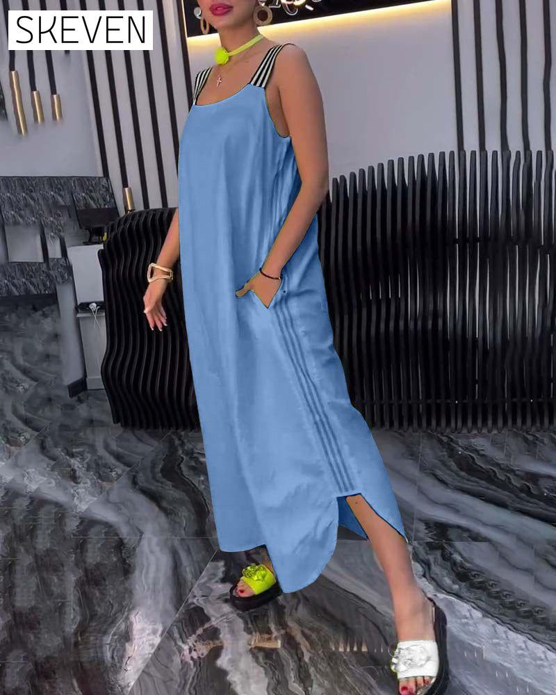 Spliced Suspender Loose Dress