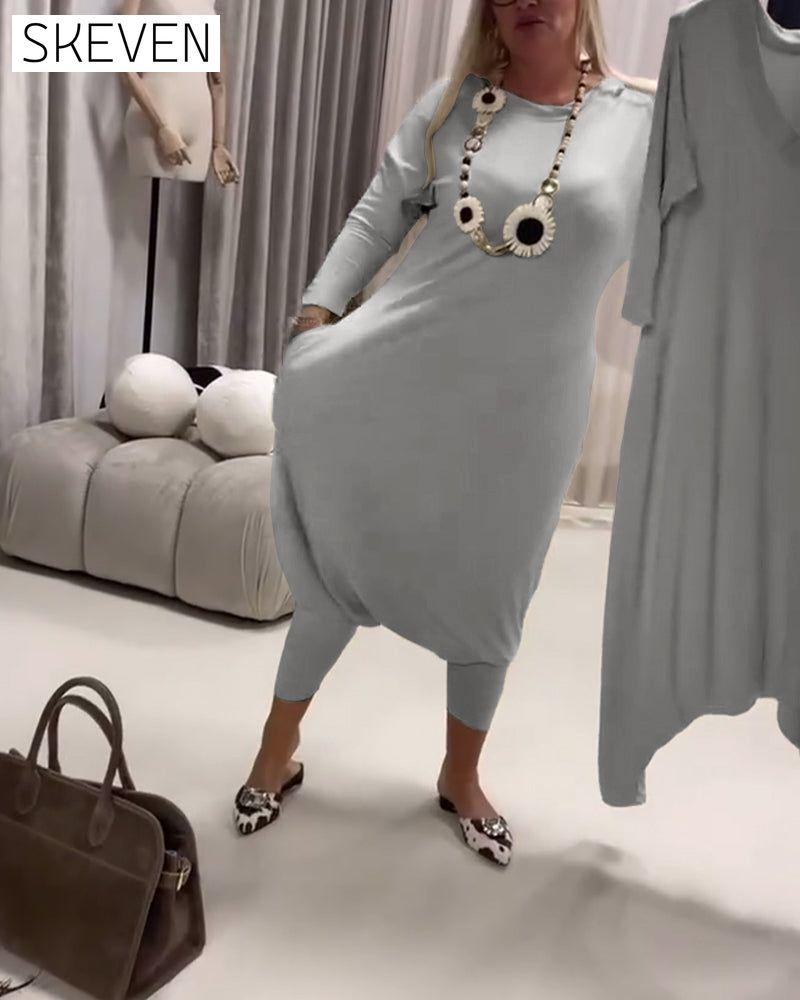 Solid Color Long Sleeve Casual Jumpsuit