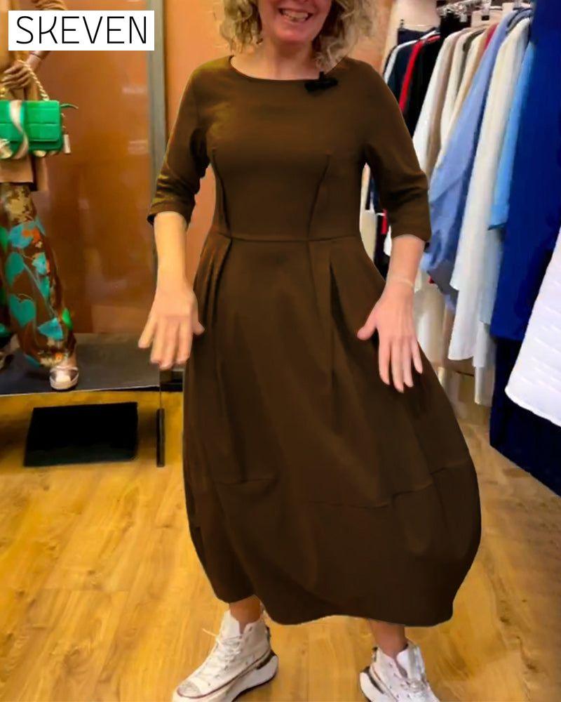 Round Neck 2/3 Sleeve Dress