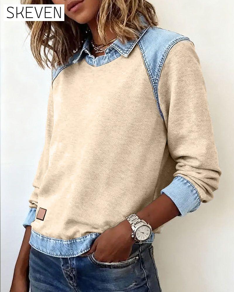 Fashionable Lapel Long-Sleeved Blouse