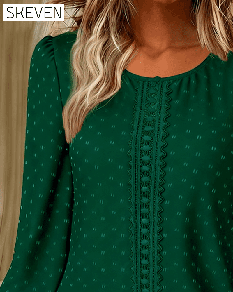 Round Neck Puff Sleeve Blouses