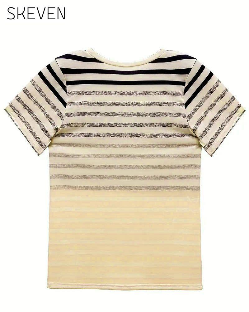 T-shirt rayé à manches courtes et col rond