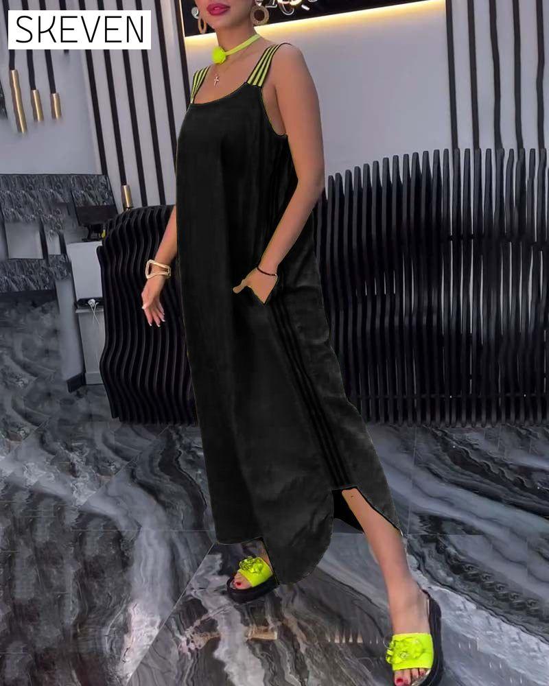 Spliced Suspender Loose Dress