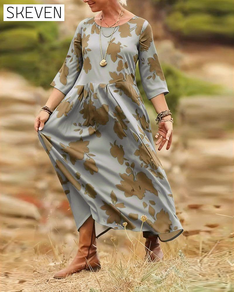 Temperament Retro Printed Dress
