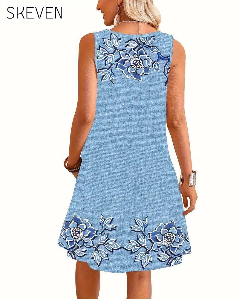 sleeveless Imitation Denim Dress
