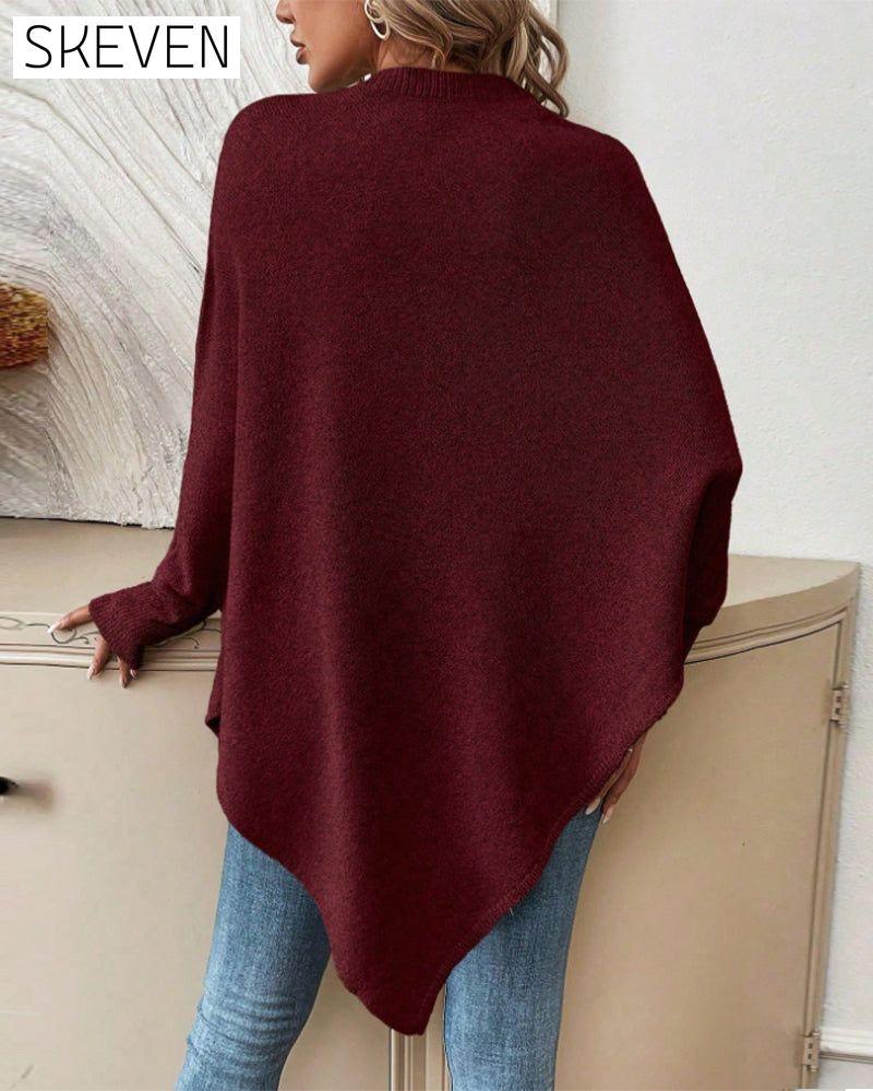 Lockerer Pullover mit Fledermausärmeln, Blumenmuster