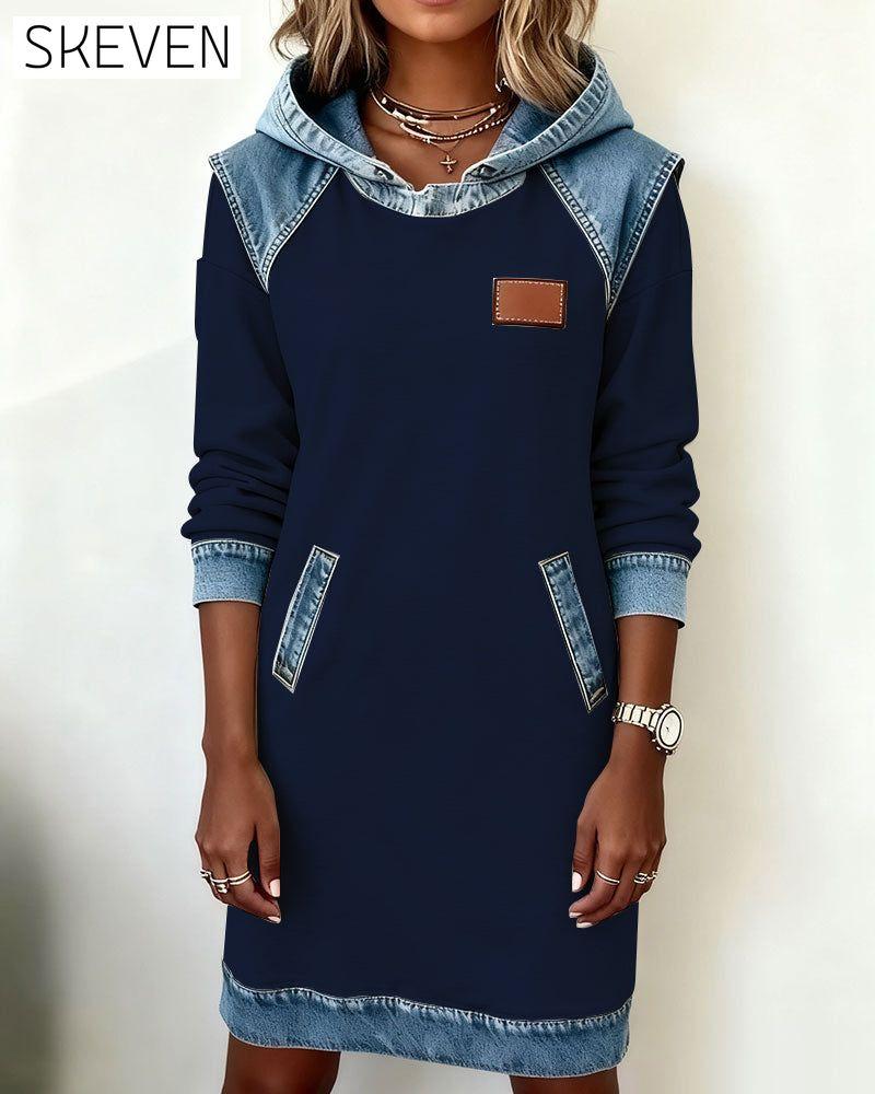 Hooded Paneled Contrast Dress