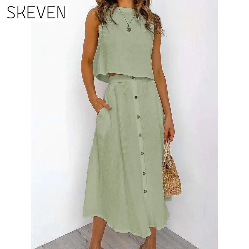 2-Piece Set: Women's Solid Color Casual Dress Green __stock:200 casual dresses clothes dresses refund_fee:1200