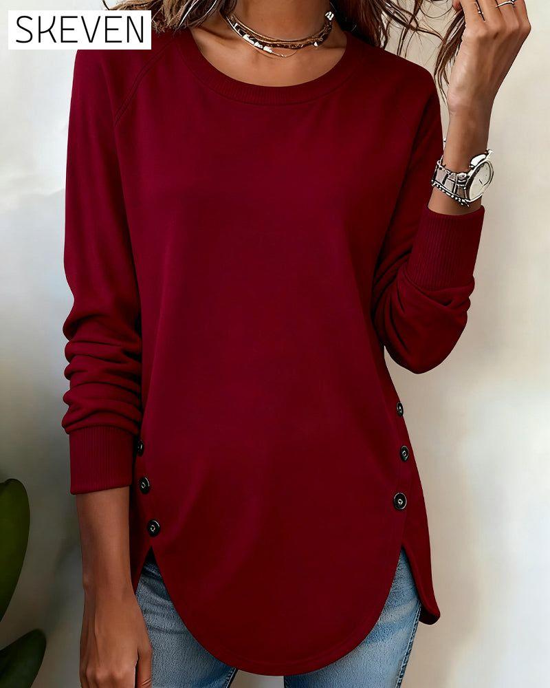 Irregular Hem Raglan Sleeve Sweatshirt
