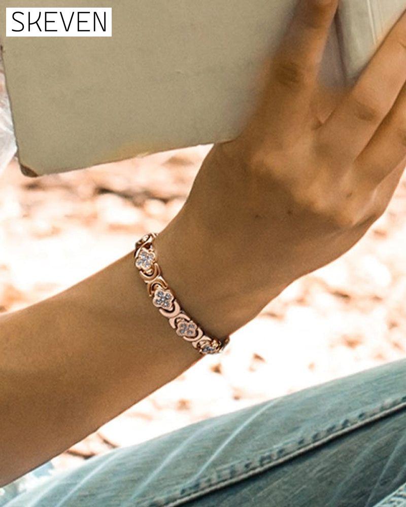 Kupferarmband mit vierblättrigem Kleeblatt 