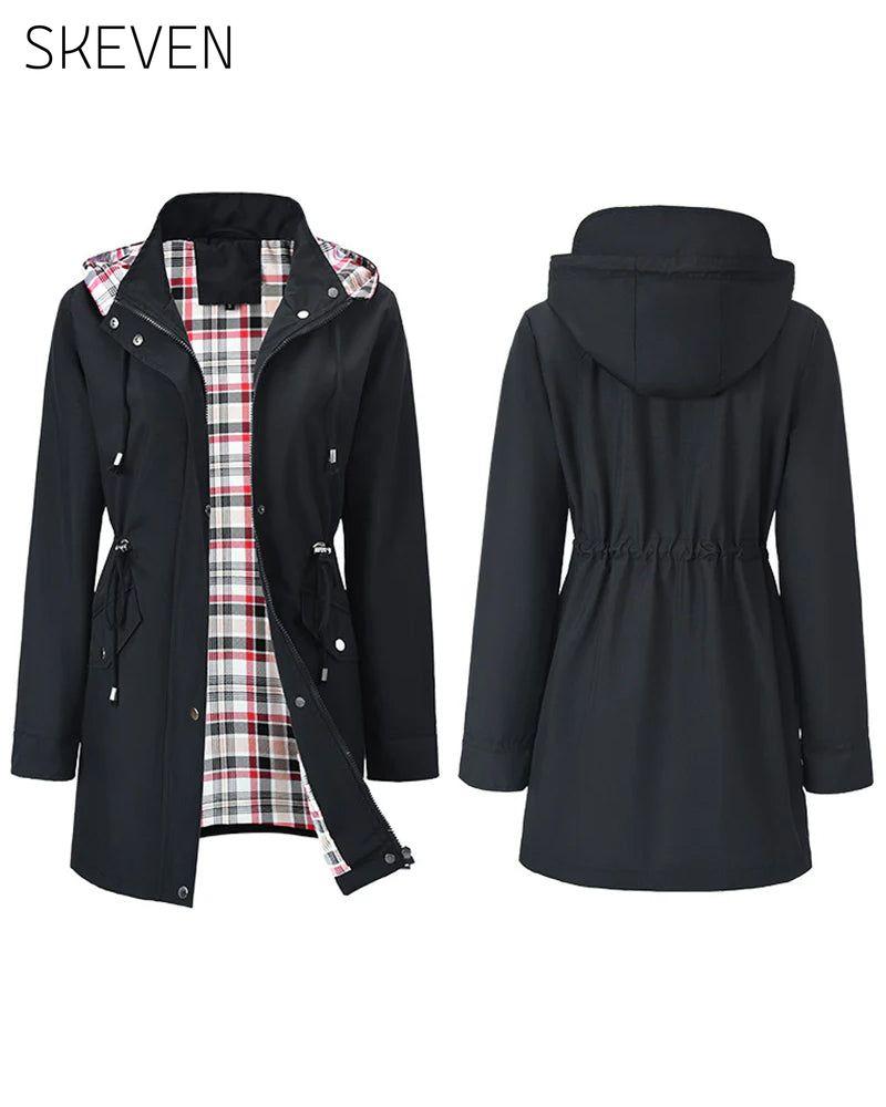 Wasserdichte, lange Trenchcoats mit Kapuze für Damen