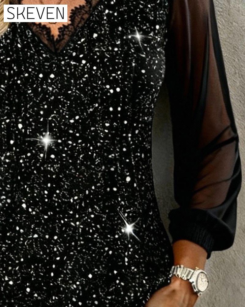Fashionable Long-Sleeved V-Neck Blouse