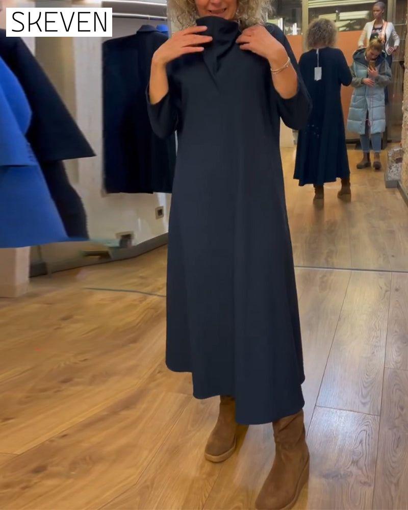 robe décontractée à poches de couleur unie