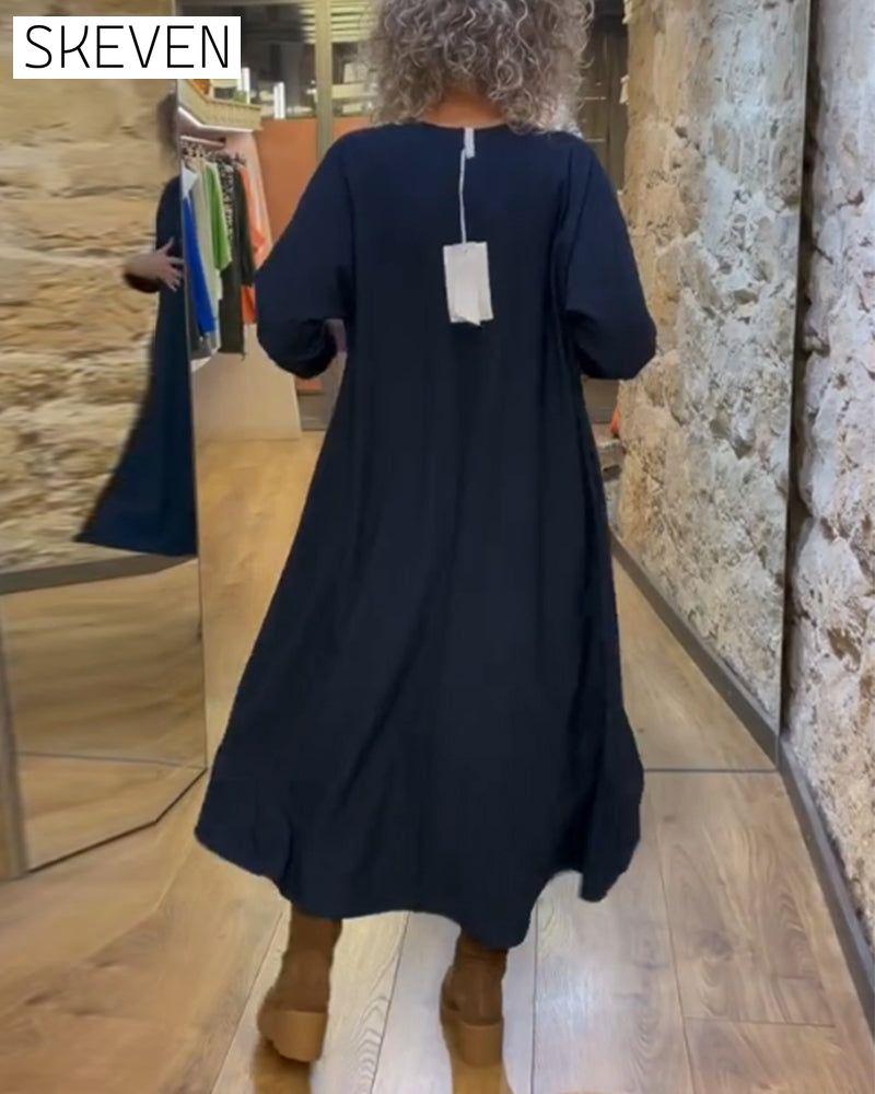 robe décontractée à poches de couleur unie