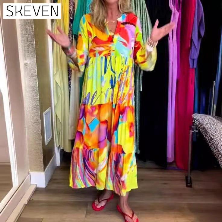 Casual long sleeve printed dress 23BF Casual Dresses Clothes Dresses Spring Summer