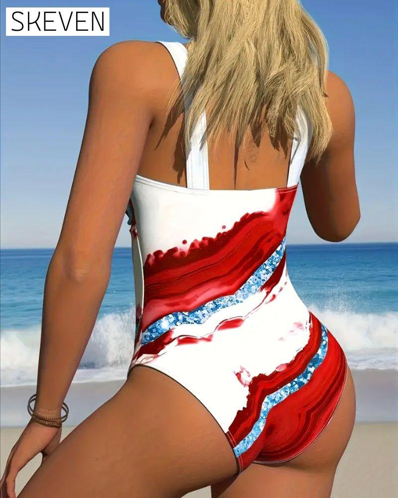 One Piece Printed Bikini