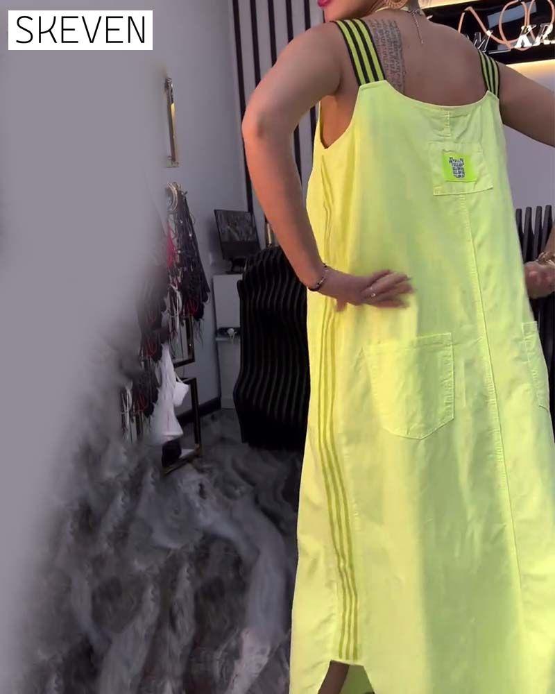 Spliced Suspender Loose Dress