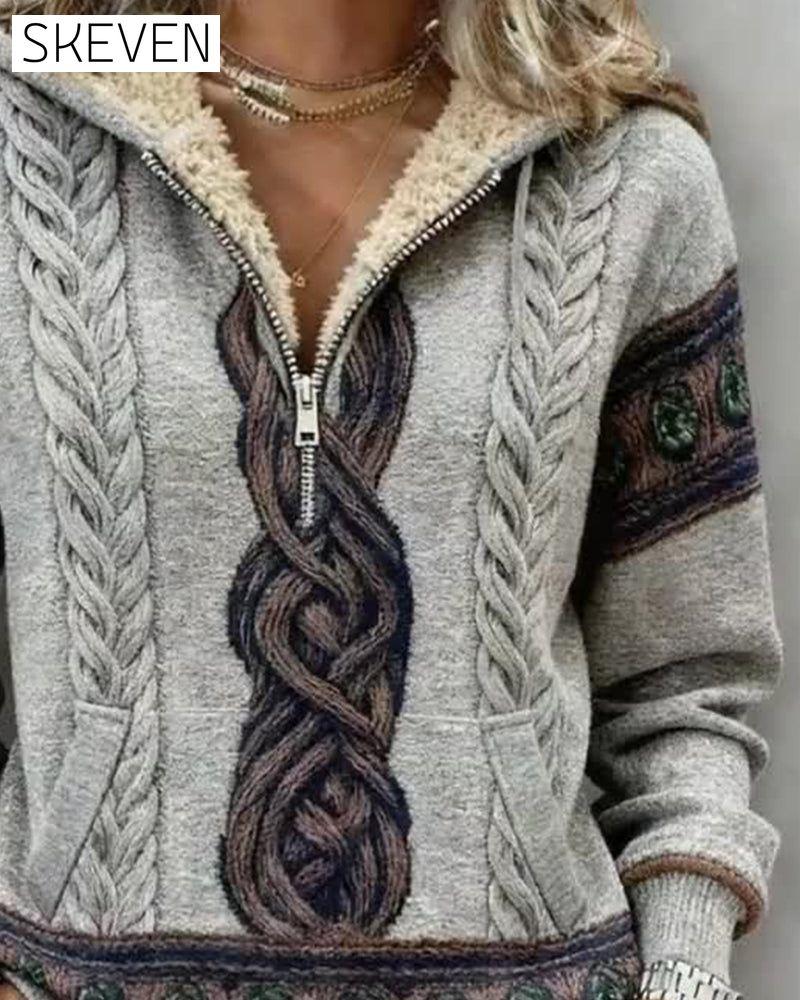 Kapuzenpullover mit halber Reißverschlusstasche