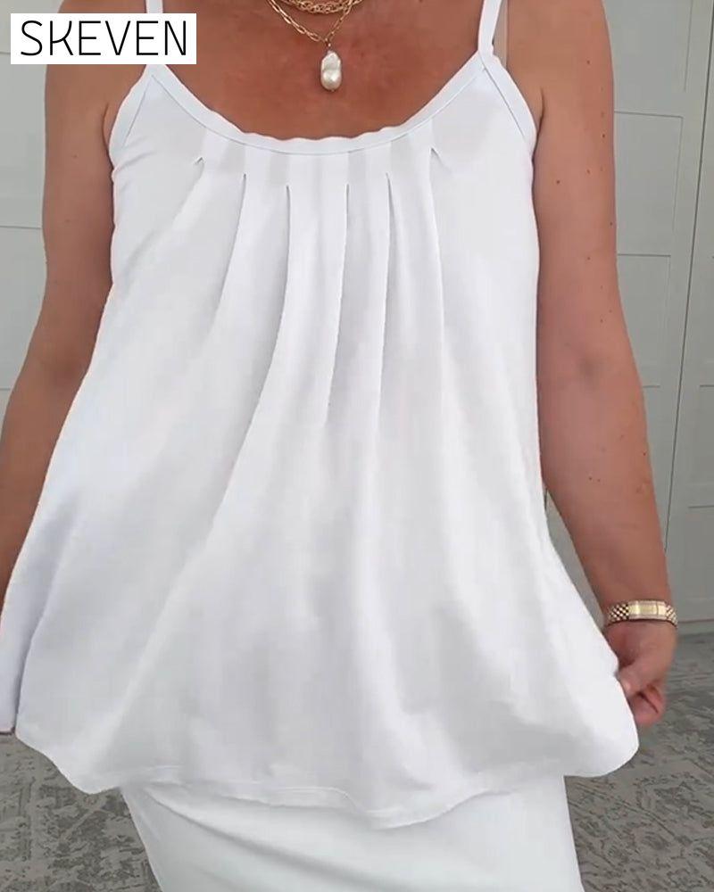 Suspender Pleated Bottoming Vest
