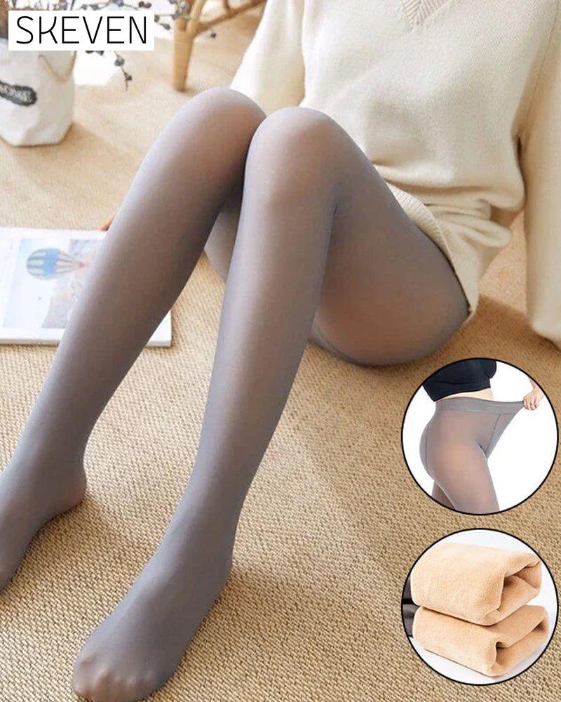 Makellose Beine, künstliche, durchscheinende, warme, plüschgefütterte elastische Strumpfhose 
