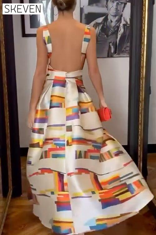 Rosiedress Open Back Sleeveless Printed Maxi Swing Dress BESTSELLERS hot sale