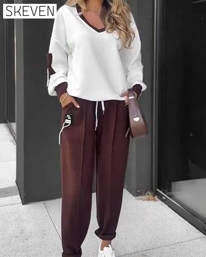 Sweatshirt- und Jogginghosen-Set im Color-Block-Stil
