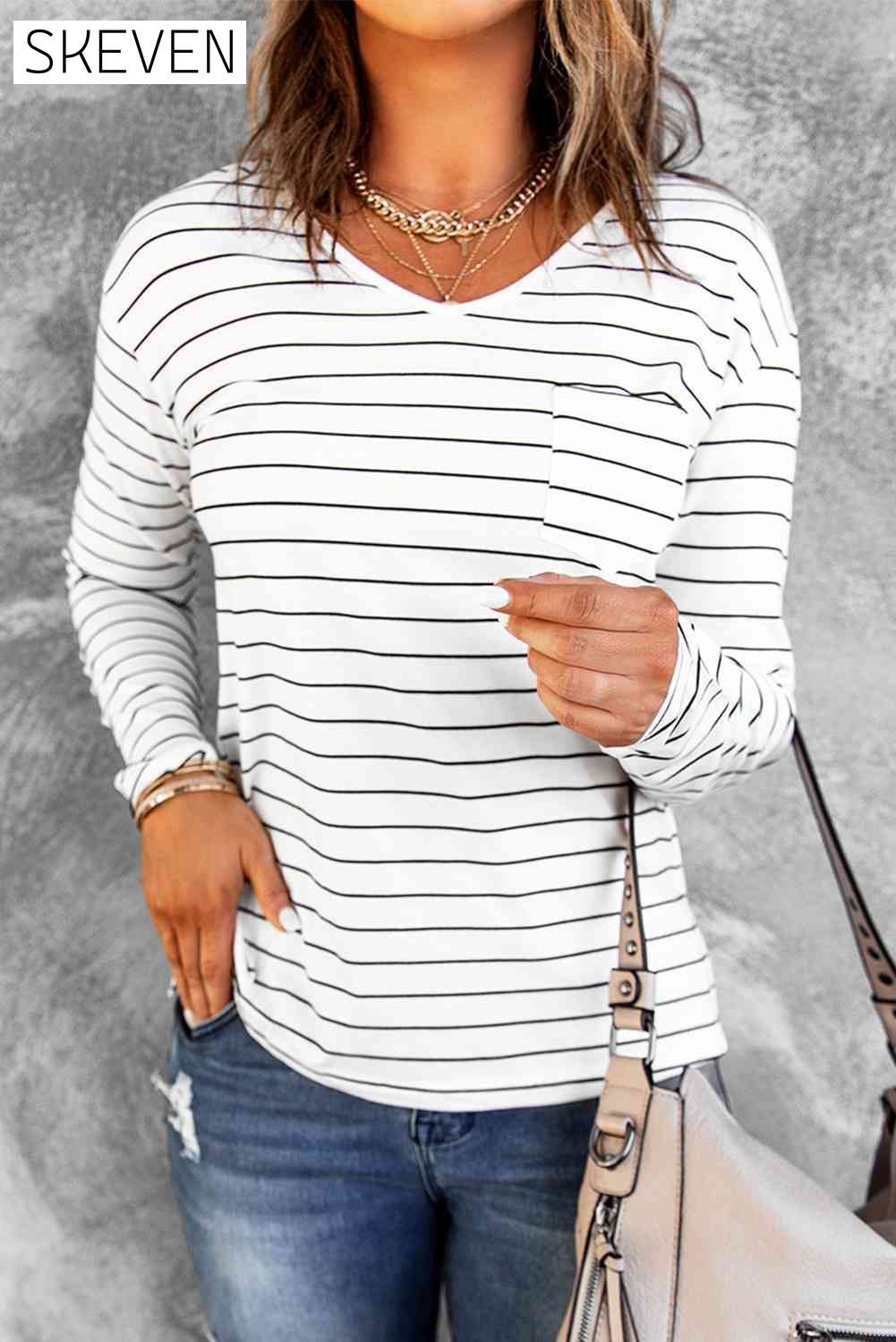 Striped Long Sleeve T-Shirt clothes Ship From Overseas SYNZ
