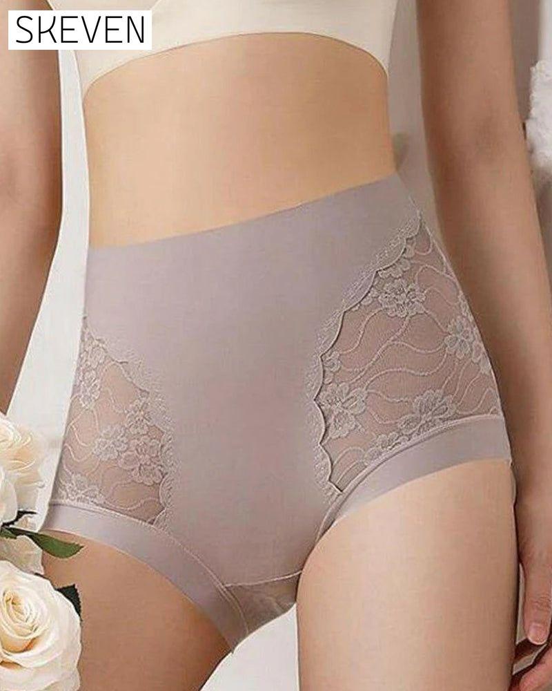Sous-vêtements en dentelle extensible sans coutures à taille haute pour femmes