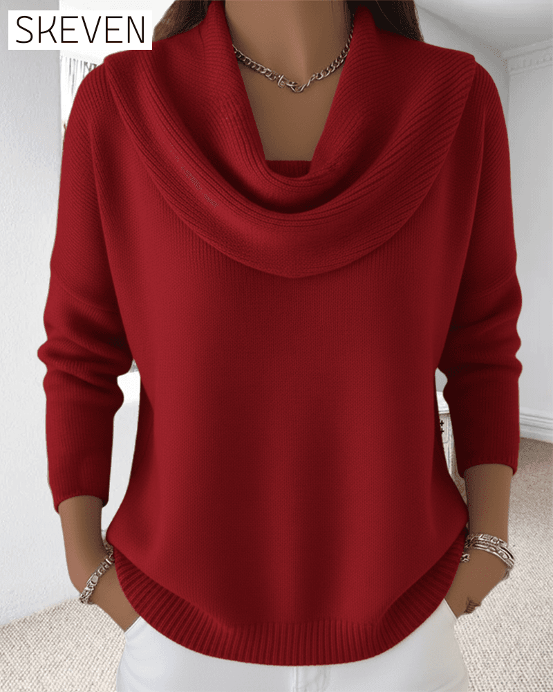 Solid Color Pile Collar Pullover Jumper