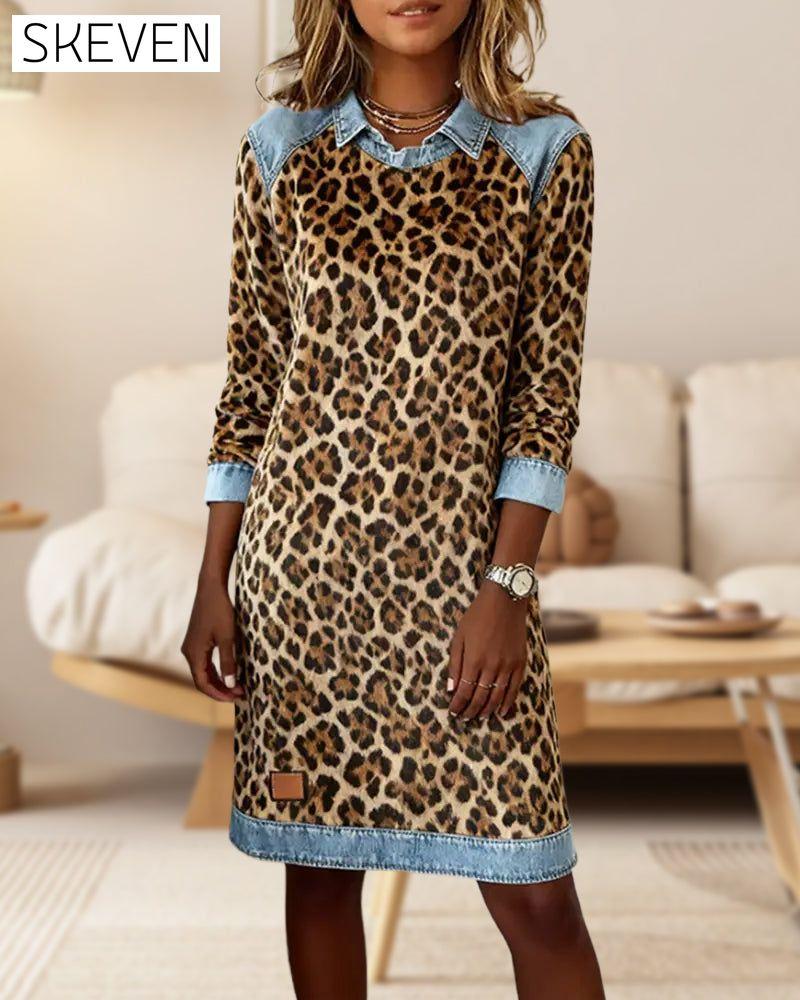 Etuikleid mit Leopardenmuster und Revers