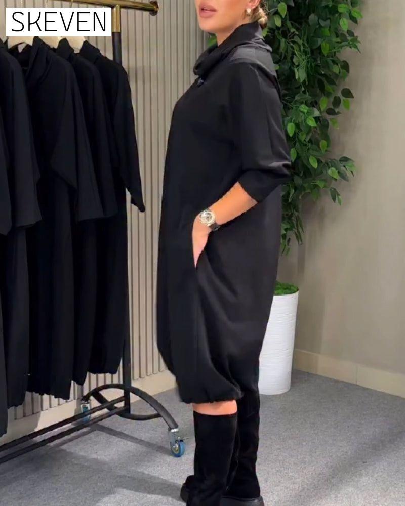 Stylish 3/4 Sleeve Cowl Neck Dress