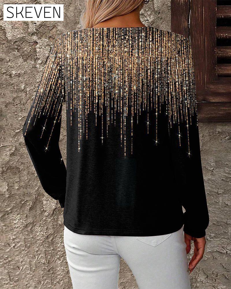 V-Neck Printed Slim-Fit Top
