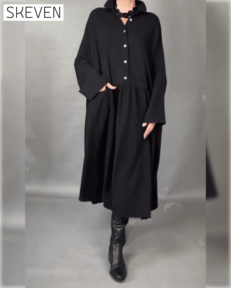 Oversized-Kleid in A-Linie mit Reversknopf