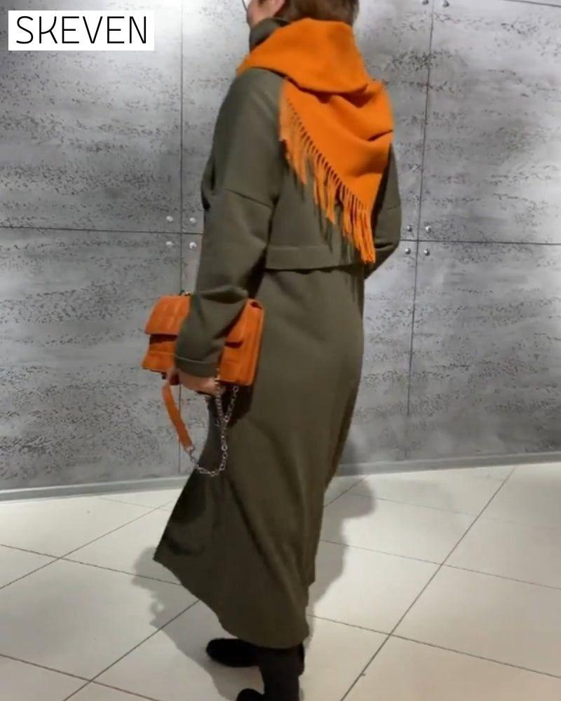 Front slit solid color dress 2023 f/w 23BF casual dresses Clothes Dresses