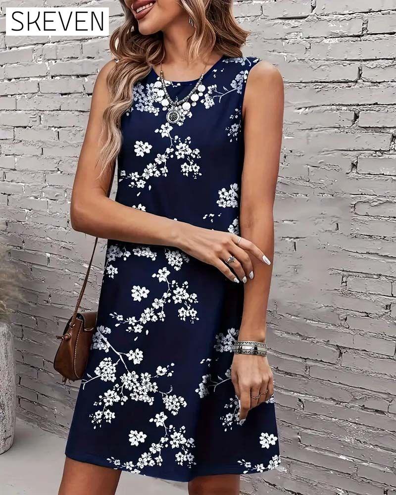 Robe imprimée moulante sans manches