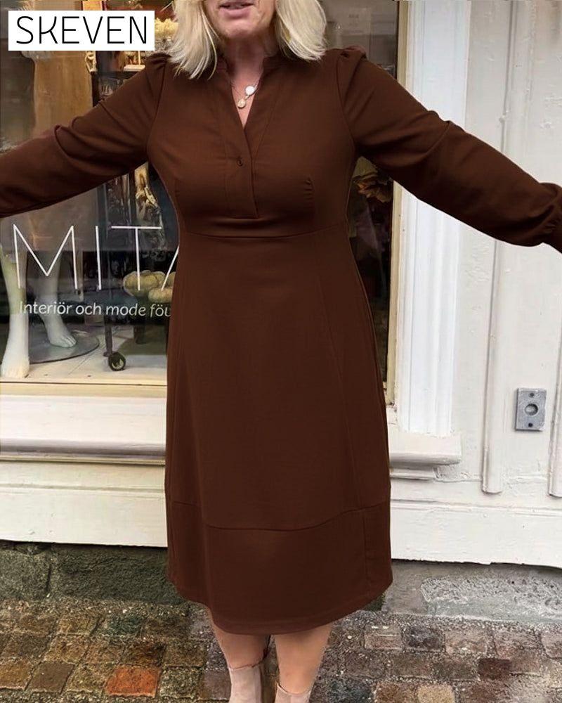 Lässiges Retro-Langarmkleid