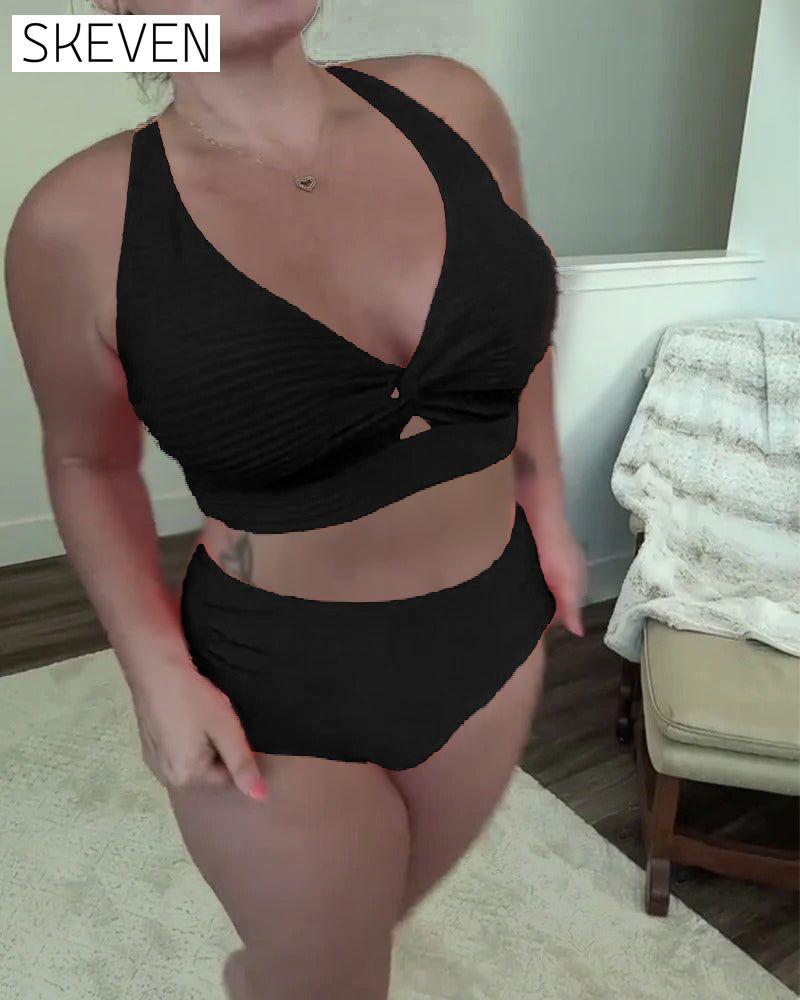 Lässiger einfarbiger Triangel-Bikini