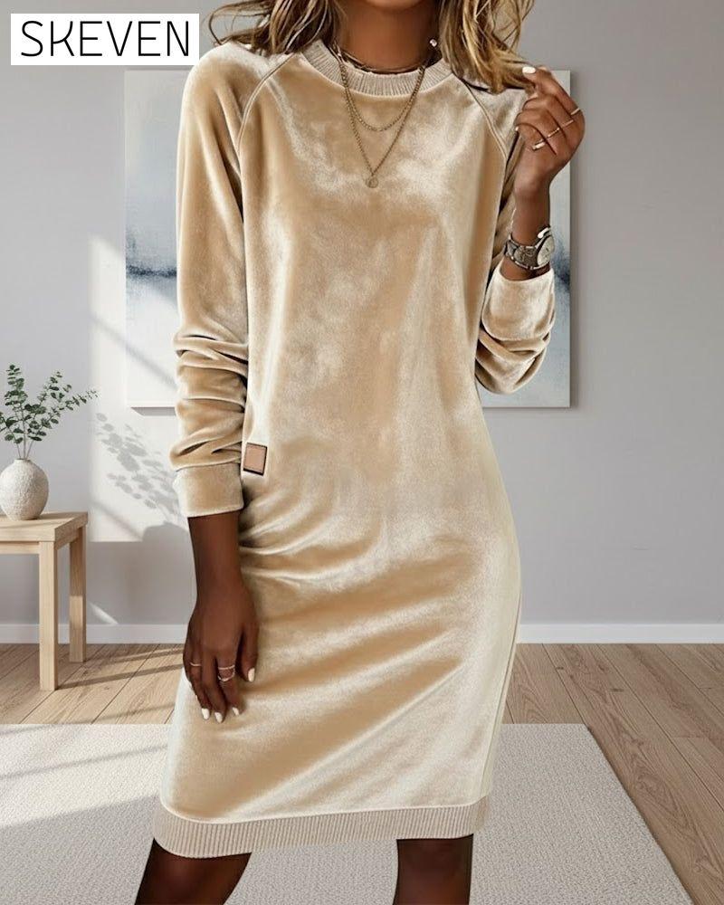 Robe tendance à col rond et manches longues